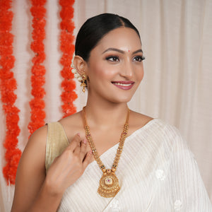 Beautiful long traditional stone necklace set for women