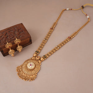 Beautiful long traditional stone necklace set for women