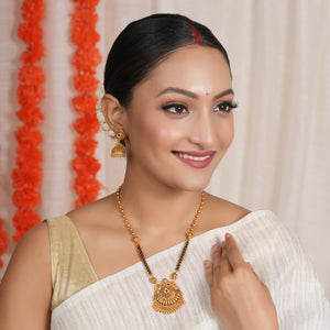 Long stunning spiral antique gold mangalsutra set