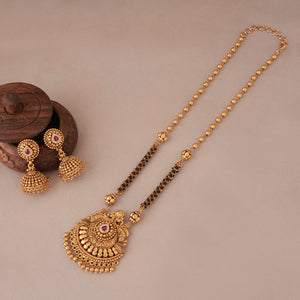 Long stunning spiral antique gold mangalsutra set