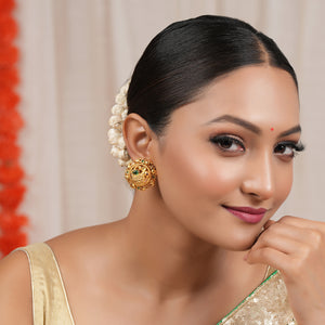 Beautiful stone antique gold peacock stud earring