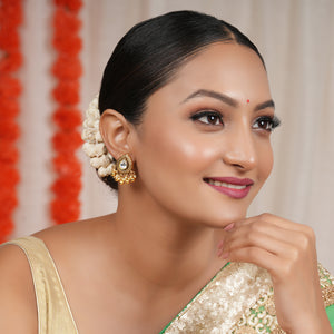 Stunning ball drop kundan antique gold earring