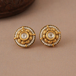 Cute small antique gold kundan stud