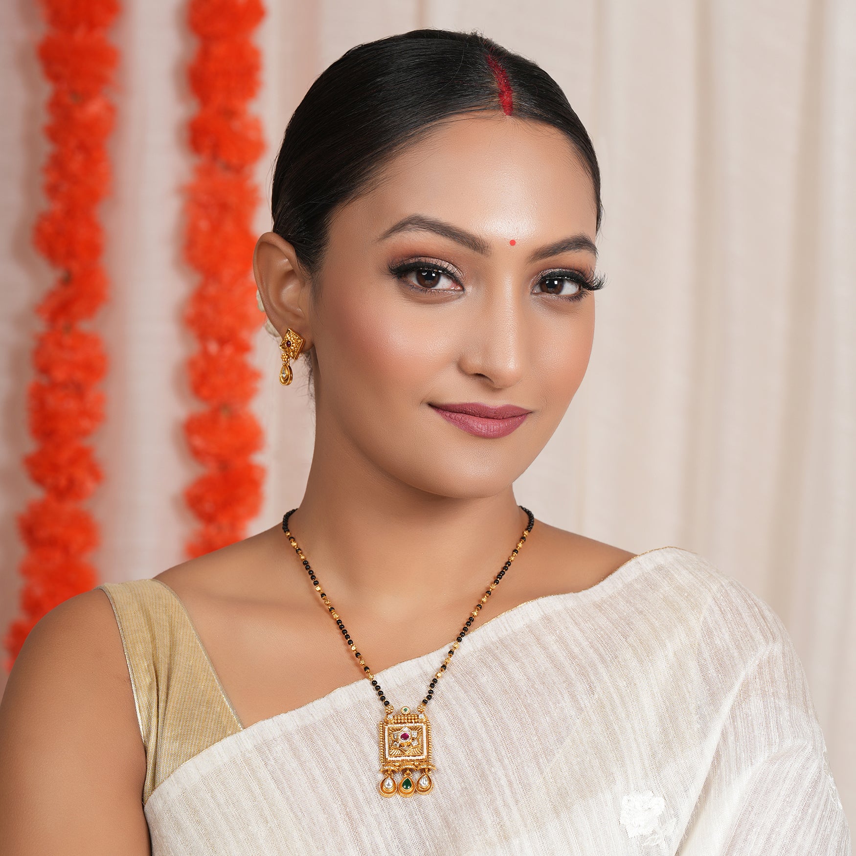 Stunning stone kundan antique gold mangalsutra set