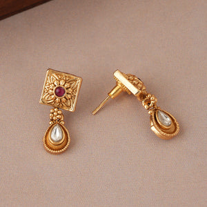 Stunning stone kundan antique gold mangalsutra set