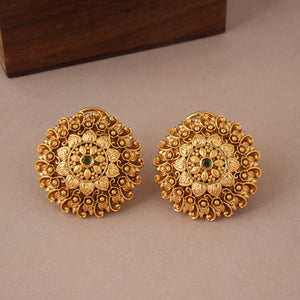 Amazing stunning antique gold stone stud earring