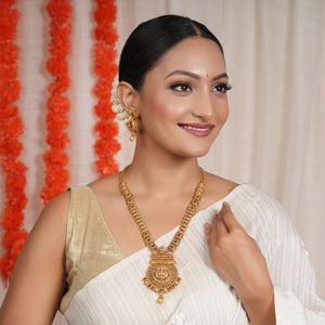 Stunning maa lakshmi stone rajwadi necklace set with earring