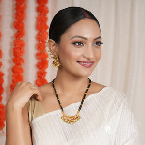 Stunning antique gold kundan stone multicolor mangalsutra set