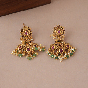 Stunning antique gold kundan stone multicolor mangalsutra set