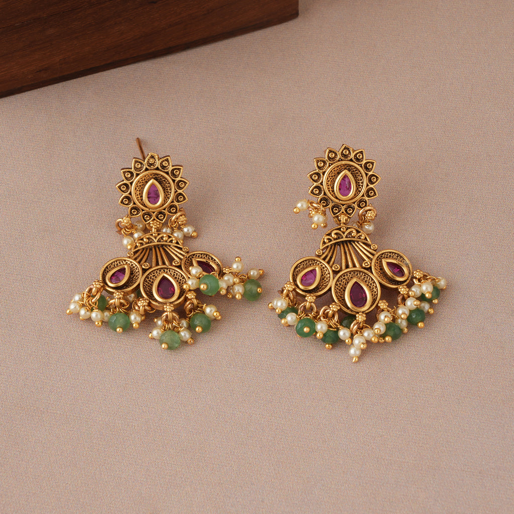 Stunning antique gold kundan stone multicolor mangalsutra set