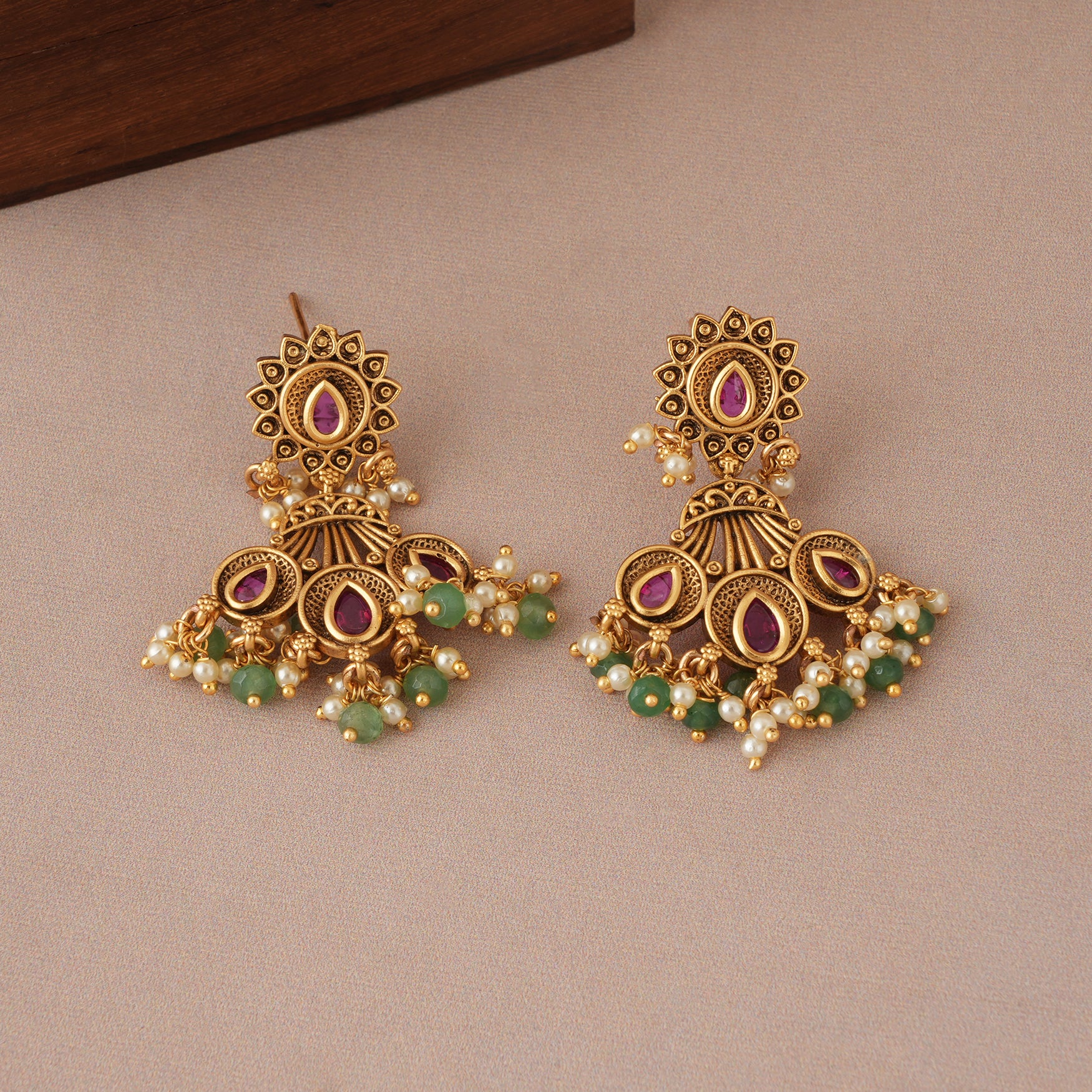 Stunning antique gold kundan stone multicolor mangalsutra set