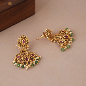 Stunning antique gold kundan stone multicolor mangalsutra set