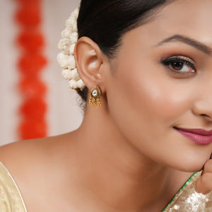 Cute kundan stone antique gold pear shape earring