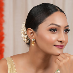 Beautiful antique gold pearl drop stone earring