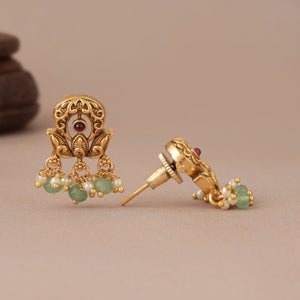 Cute antique stone drop small earring
