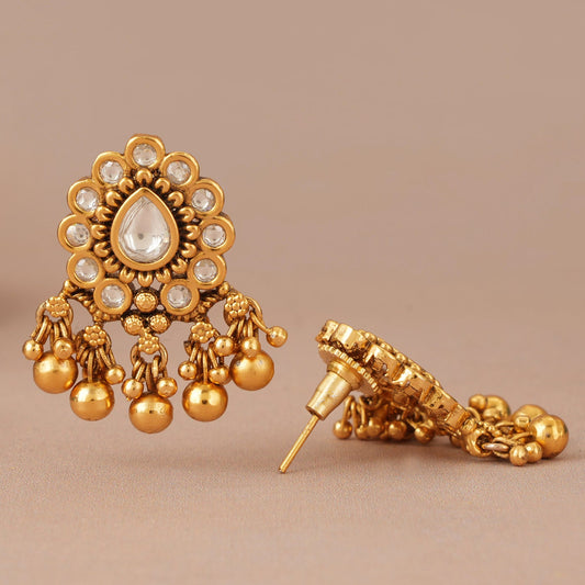 Stunning antique gold kundan gold ball earring