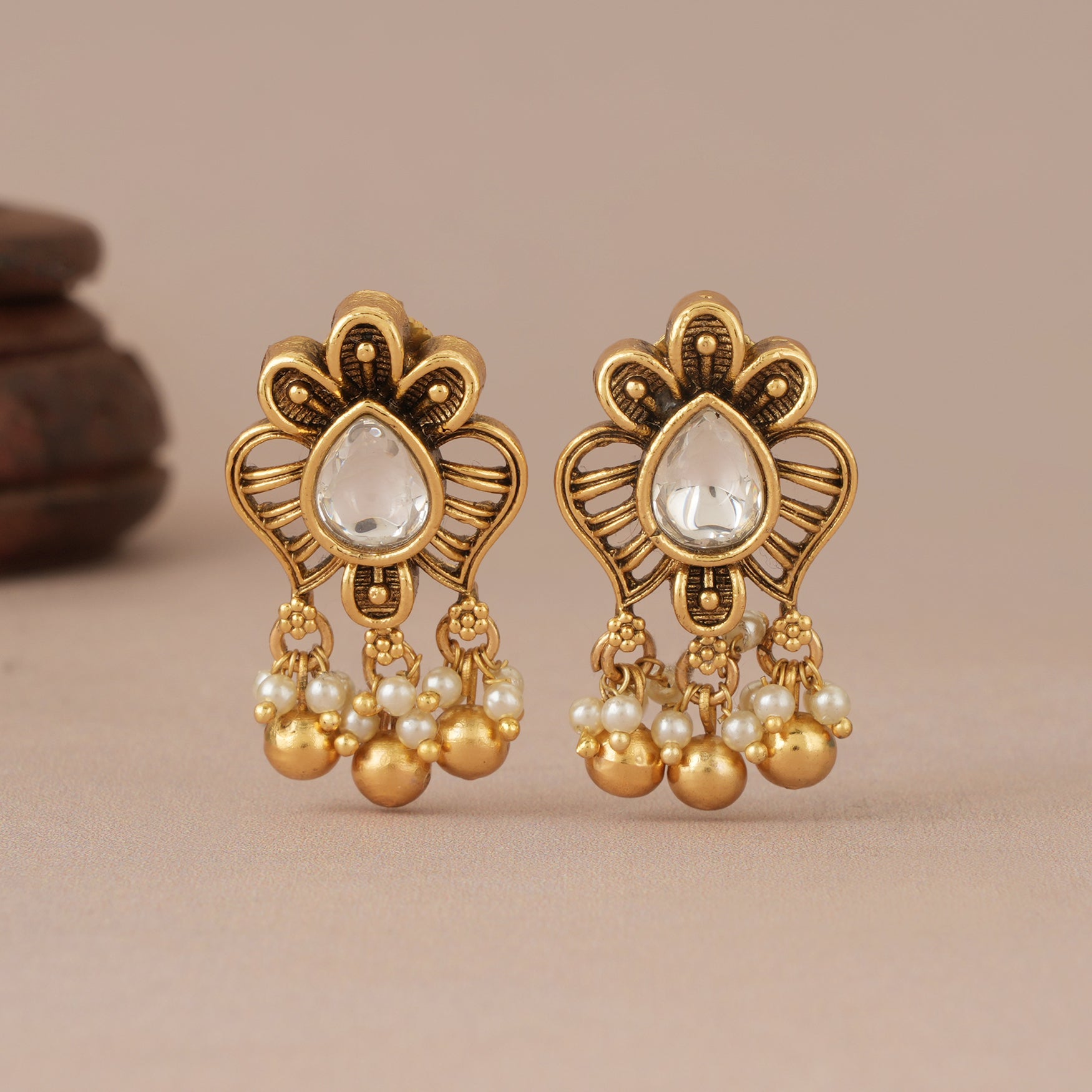 Cute elegant kundan antique earring for women