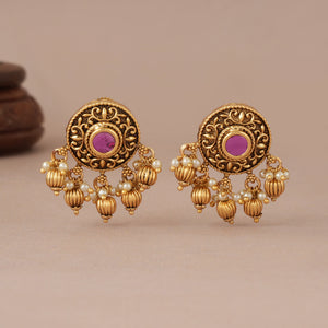 Stunning stone antique ball pearl traditional earring