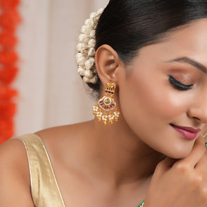 Beautiful antique gold multicolor stone rajwadi dangler earring