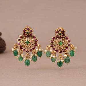 Stunning antique gold plated multicolor stone earring for women