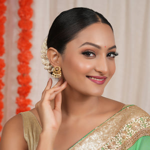 Beautiful delicate antique gold pearl drop traditional earring