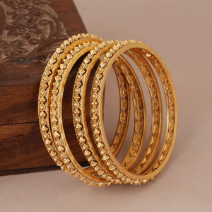 Stunning plain antique gold plated bangle set ( set of 4 )