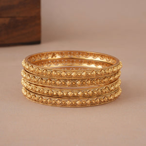 Stunning plain antique gold plated bangle set ( set of 4 )