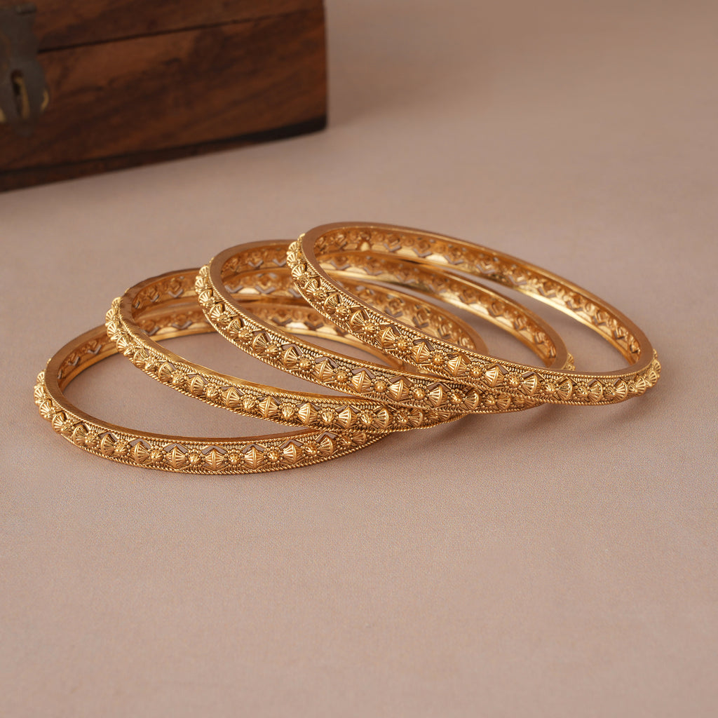 Stunning plain antique gold plated bangle set ( set of 4 )