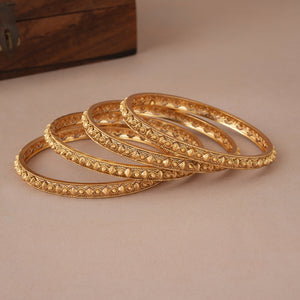 Stunning plain antique gold plated bangle set ( set of 4 )