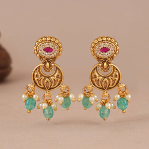 Cute stunning stone antique gold stone drop earring