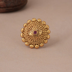 Amazing antique gold ruby stone adjustable finger ring