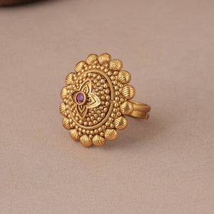Amazing antique gold ruby stone adjustable finger ring