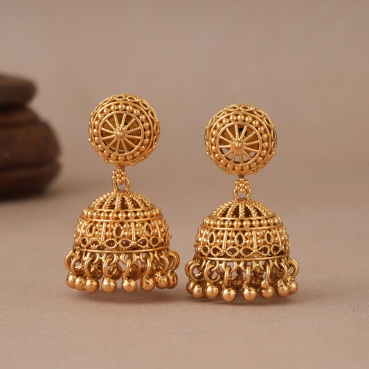 Cute small antique gold plain jhumka