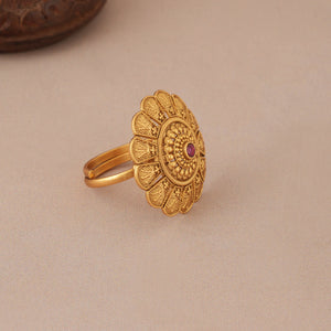 Bold antique gold adjustable finger ring