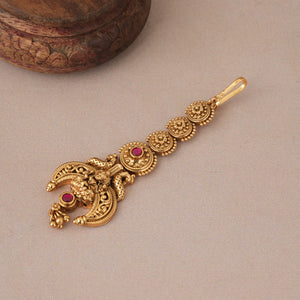 Stunning maa lakshmi antique gold stone maangtika