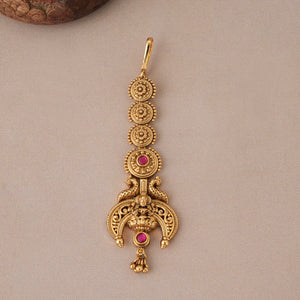 Stunning maa lakshmi antique gold stone maangtika