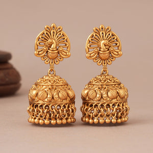 Stunning antique gold plain jhumka earring