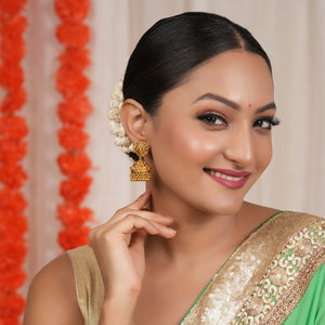 Stunning antique gold plain jhumka earring