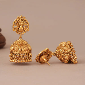 Stunning antique gold plain jhumka earring
