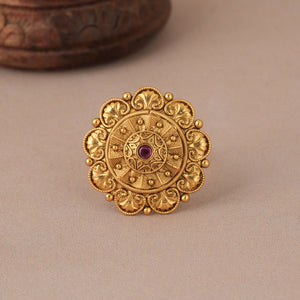 Stunning cocktail antique gold adjustable finger ring for women