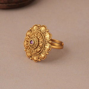 Stunning cocktail antique gold adjustable finger ring for women