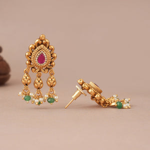 Stone drop antique gold kundan earring