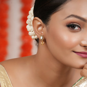 Cute antique gold kundan ball drop earring