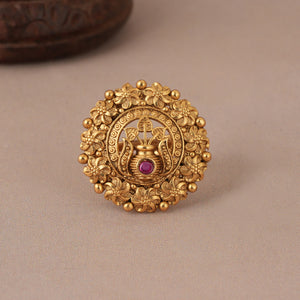 Beautiful antique gold kalash finger ring
