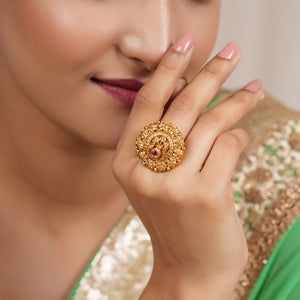 Beautiful antique gold kalash finger ring