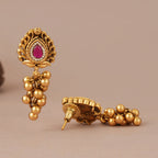 long Stunning stone antique gold ruby earring