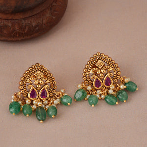 Beautiful multicolor stone ruby antique gold earring