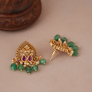 Beautiful multicolor stone ruby antique gold earring