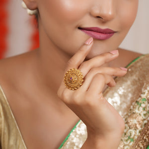 Antique gold big cocktail ring for women