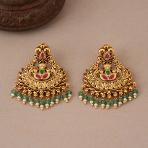 Antique gold stunning multicolor stone chandbali earring